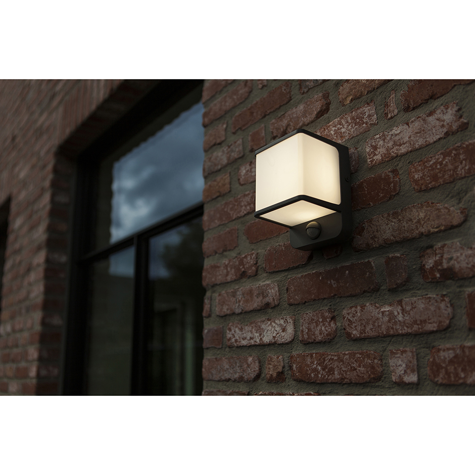 DOBLO OUTDOOR LED WALL LIGHT PIR DARK GREY
