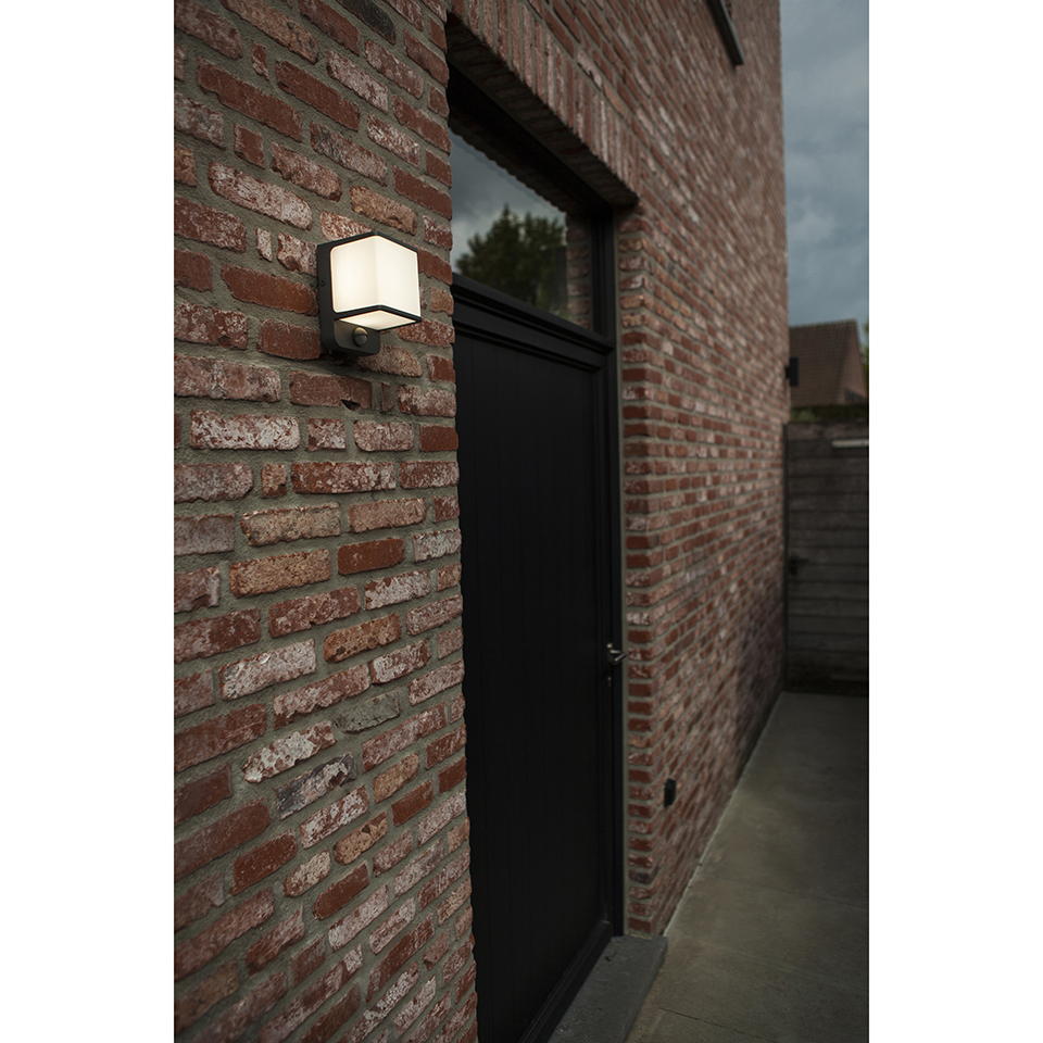 DOBLO OUTDOOR LED WALL LIGHT PIR DARK GREY