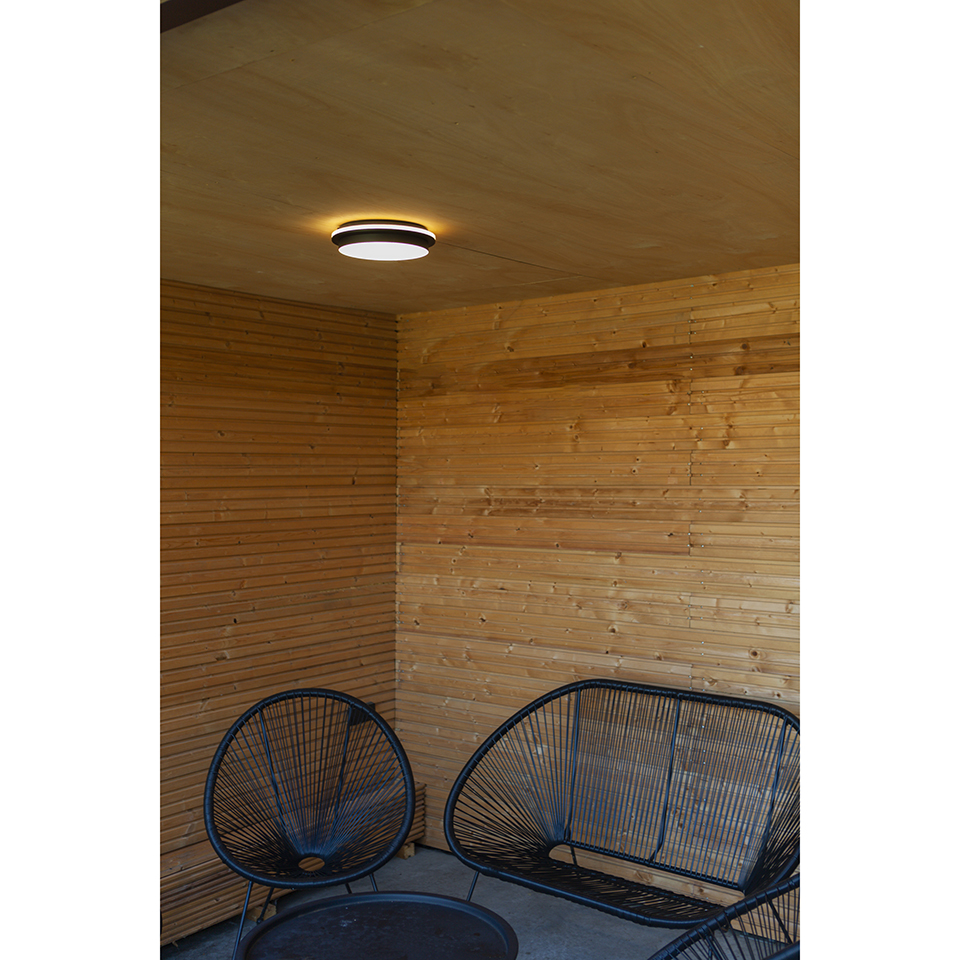 GOLETA IP54 INTEGRATED LED WALL LIGHT IN MATT BLACK 1700 LUMEN 4000/3000K