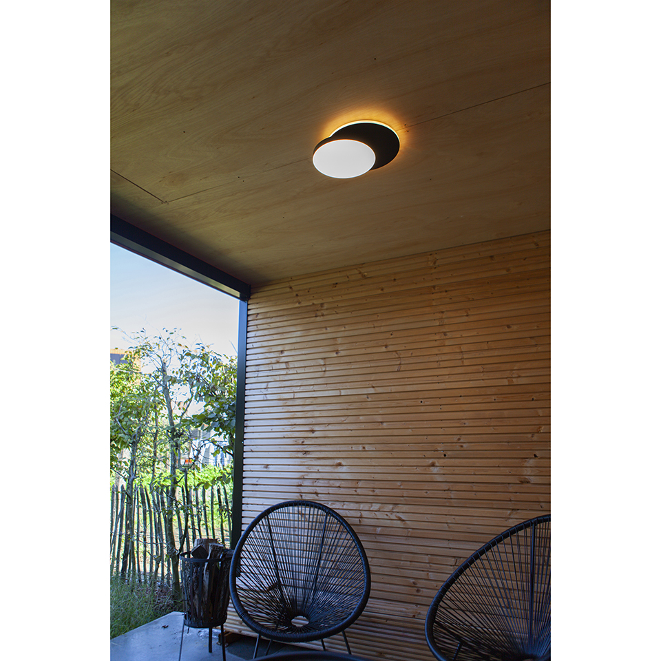 GOLETA IP54 INTEGRATED LED WALL LIGHT IN MATT BLACK 1700 LUMEN 4000/3000K
