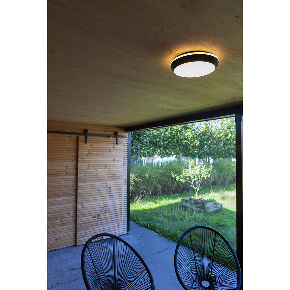 GOLETA IP54 INTEGRATED LED WALL LIGHT IN MATT BLACK 1700 LUMEN 4000/3000K