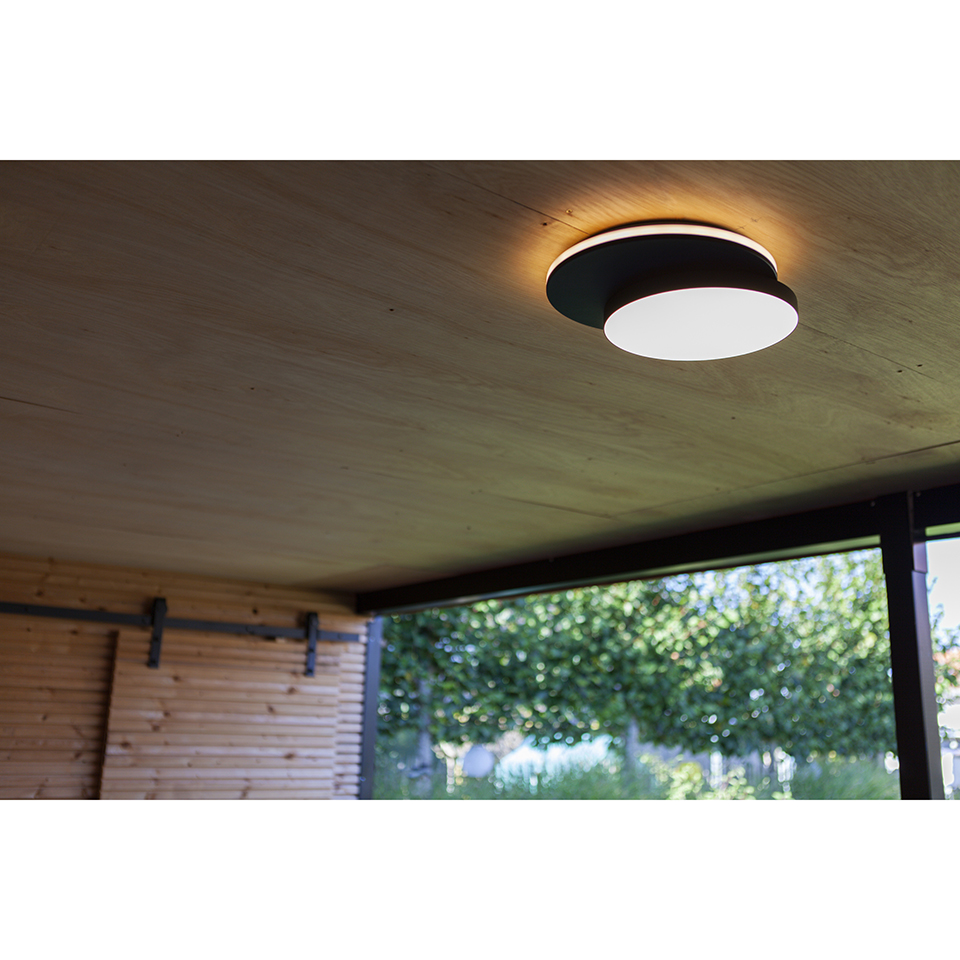 GOLETA IP54 INTEGRATED LED WALL LIGHT IN MATT BLACK 1700 LUMEN 4000/3000K