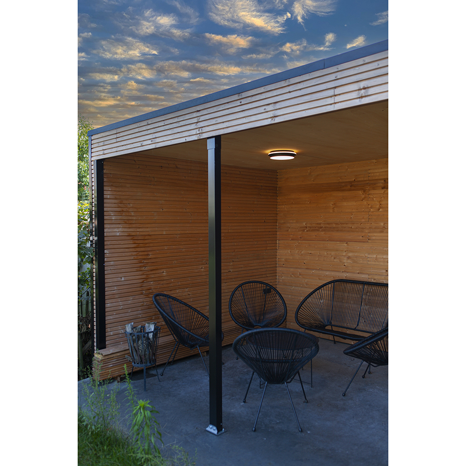 GOLETA IP54 INTEGRATED LED WALL LIGHT IN MATT BLACK 1700 LUMEN 4000/3000K