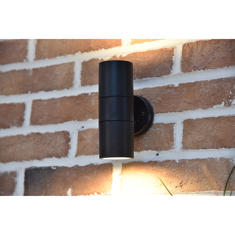 Coastal Up & Down Wall Light Polycarbonate IP44 Black 2 x GU10