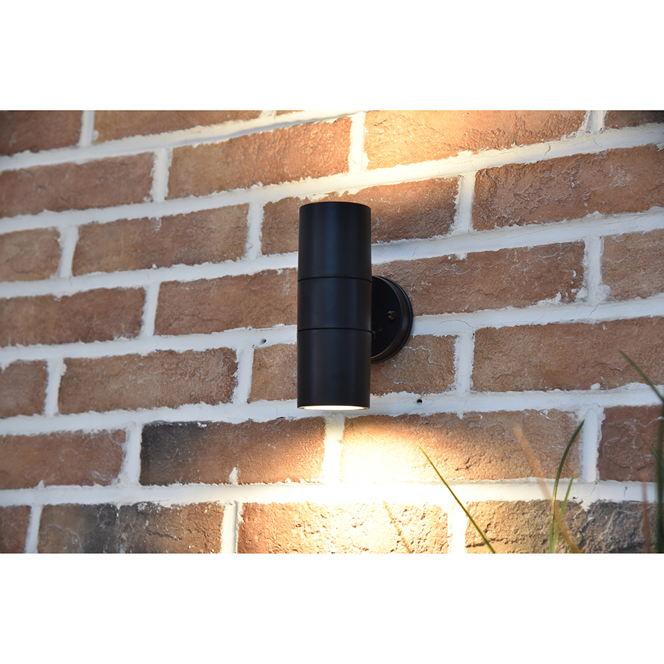 Coastal Up & Down Wall Light Polycarbonate IP44 Black 2 x GU10
