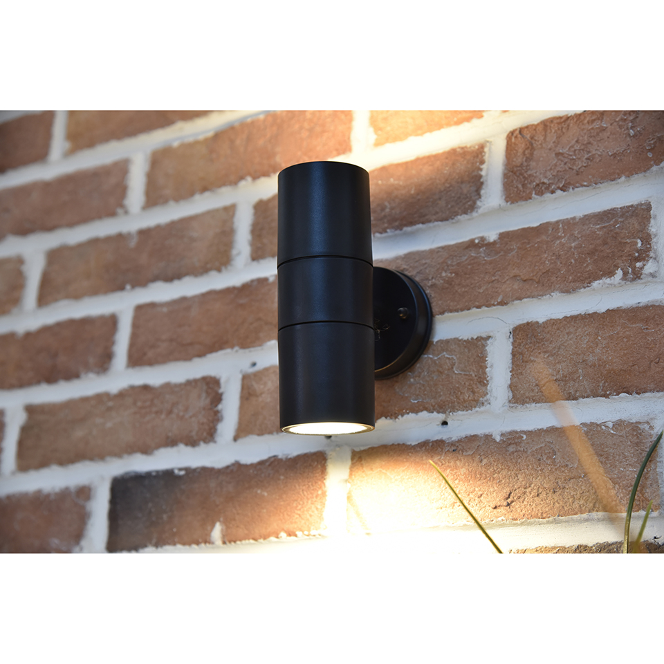 Coastal Up & Down Wall Light Polycarbonate IP44 Black 2 x GU10
