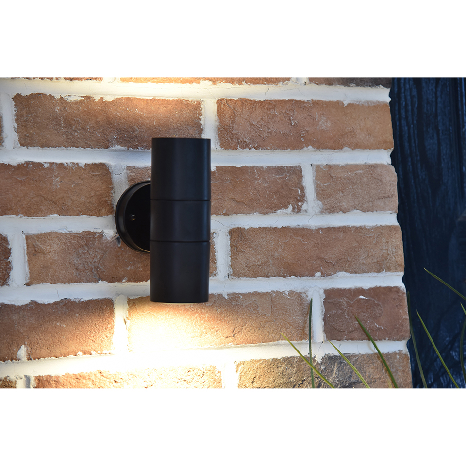 Coastal Up & Down Wall Light Polycarbonate IP44 Black 2 x GU10