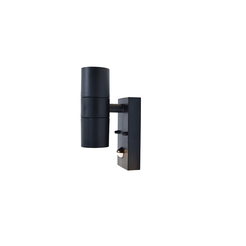 Coastal Up & Down Wall Light Polycarbonate IP44 Black 2 x GU10 PIR
