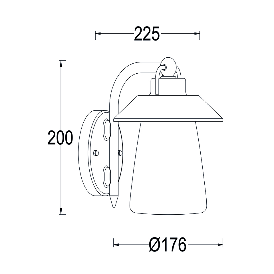 CATE IP44 E27 WALL LIGHT IN BLACK-RUST