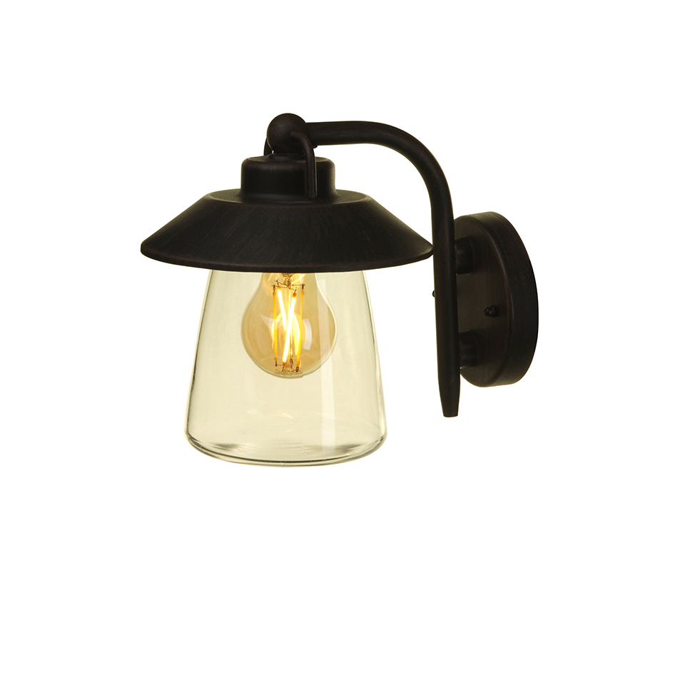 CATE IP44 E27 WALL LIGHT IN BLACK-RUST