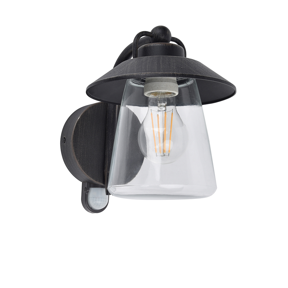 CATE IP44 E27 WALL LIGHT IN BLACK-RUST PIR