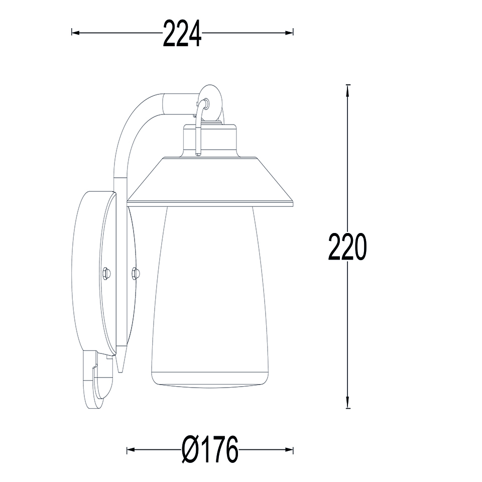 CATE IP44 E27 WALL LIGHT IN BLACK-RUST PIR