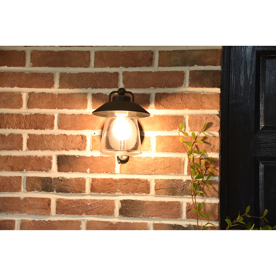 CATE IP44 E27 WALL LIGHT IN BLACK-RUST PIR