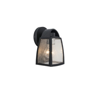 KELSEY IP44 E27 WALL LIGHT IN BLACK WITH WATER GLASS