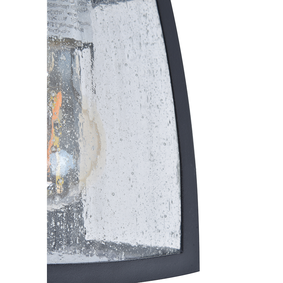 KELSEY IP44 E27 WALL LIGHT IN BLACK WITH WATER GLASS