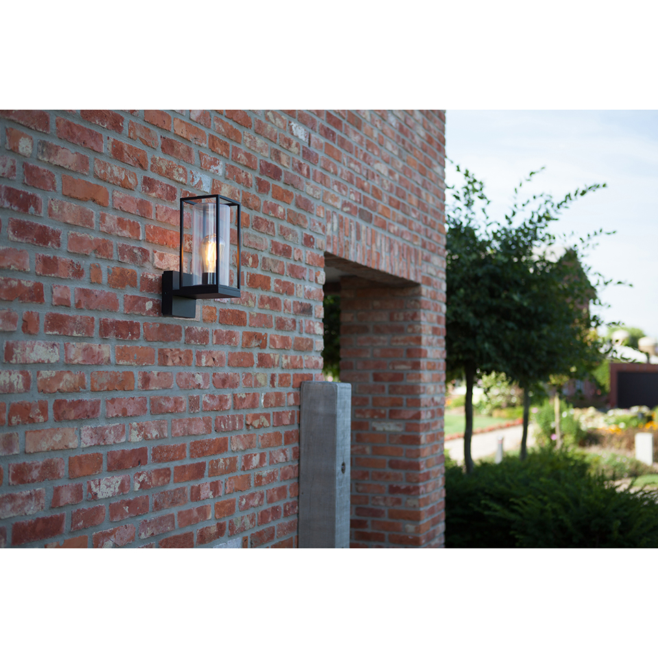 FLAIR IP44 E27 WALL LIGHT IN MATT BLACK