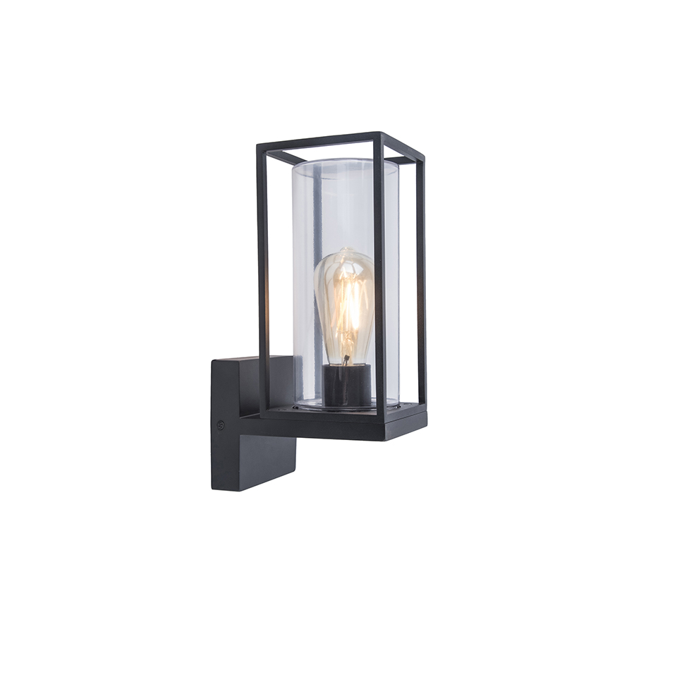 FLAIR IP44 E27 WALL LIGHT IN MATT BLACK