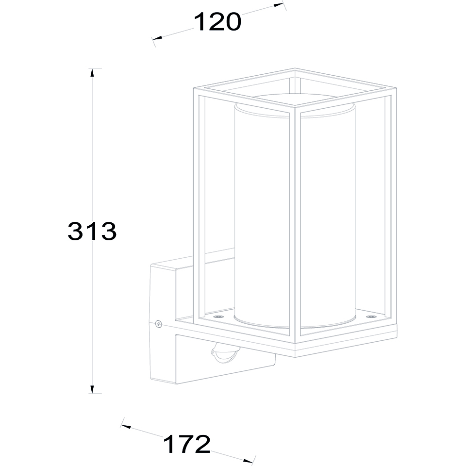 FLAIR PIR IP44 E27 WALL LIGHT IN MATT BLACK