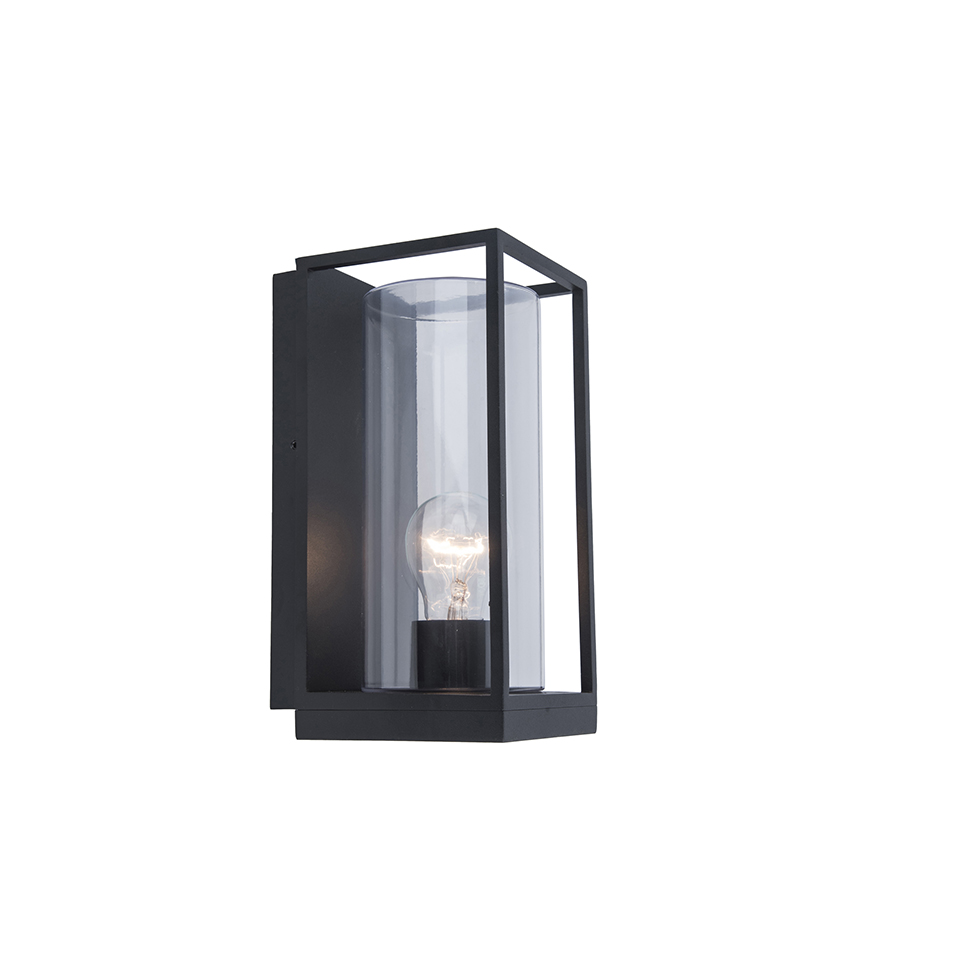 FLAIR IP44 E27 WALL LIGHT IN MATT BLACK