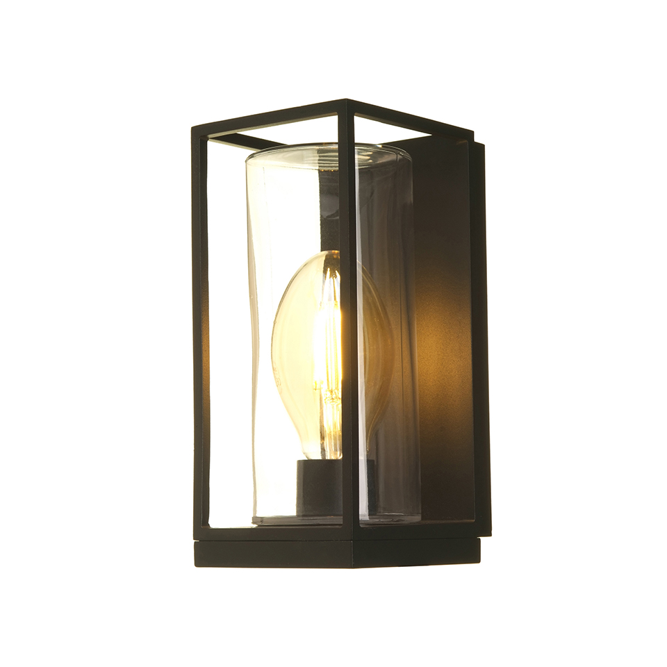 FLAIR IP44 E27 WALL LIGHT IN MATT BLACK
