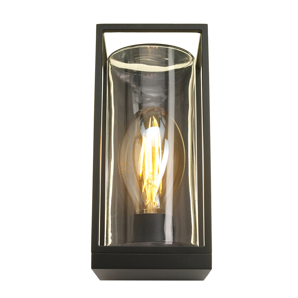 FLAIR IP44 E27 WALL LIGHT IN MATT BLACK