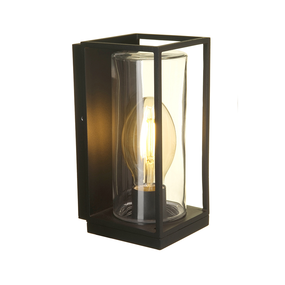 FLAIR IP44 E27 WALL LIGHT IN MATT BLACK