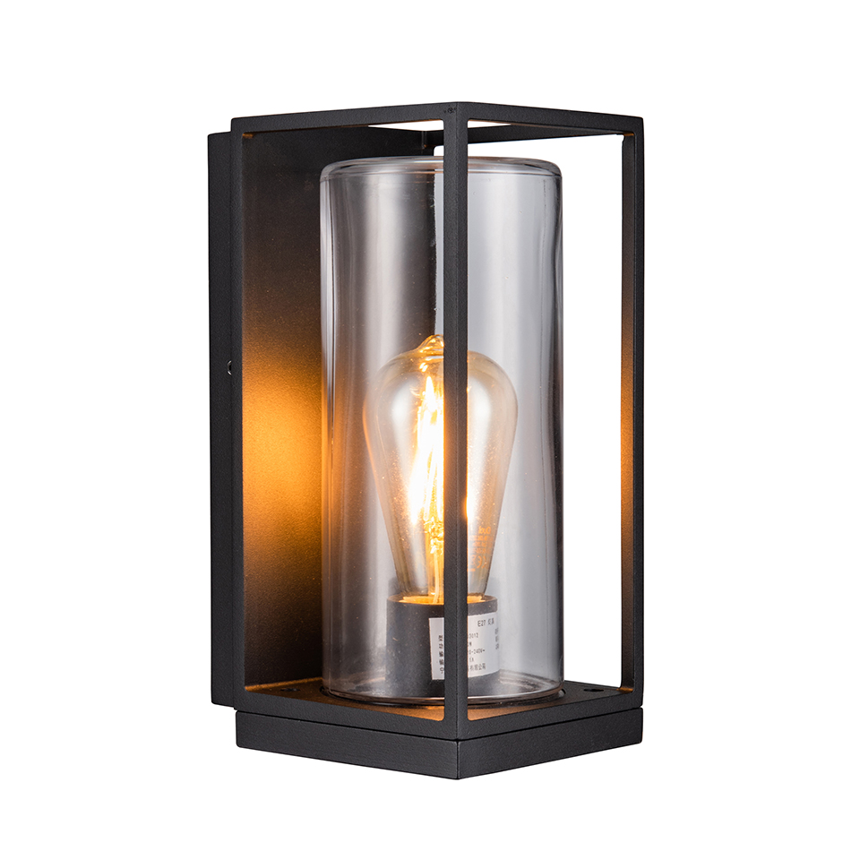 FLAIR IP44 E27 WALL LIGHT IN MATT BLACK