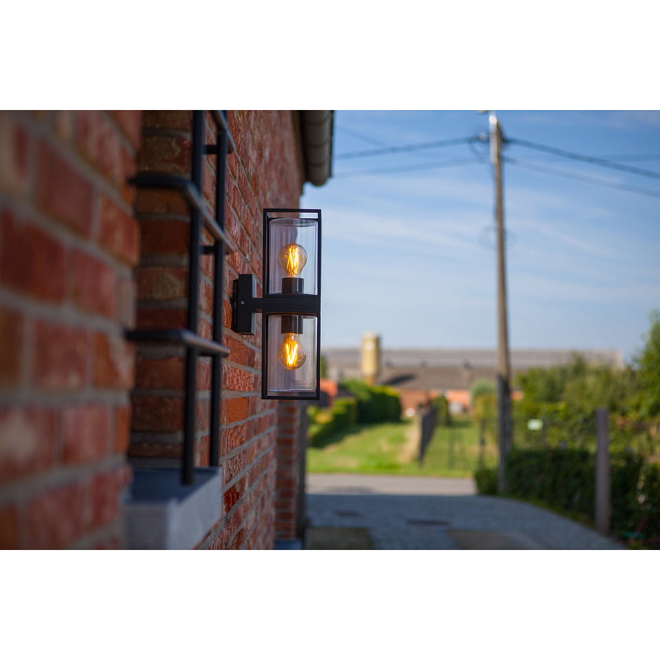 FLAIR IP44 E27 WALL LIGHT IN MATT BLACK