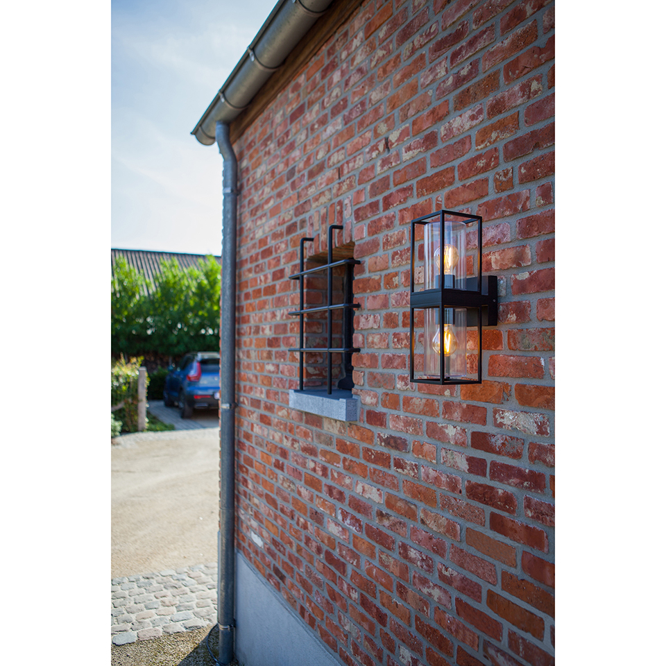 FLAIR IP44 E27 WALL LIGHT IN MATT BLACK