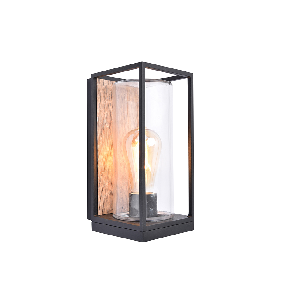 FLAIR OUTDOOR E27 HALF WALL LIGHT WOOD LOOK