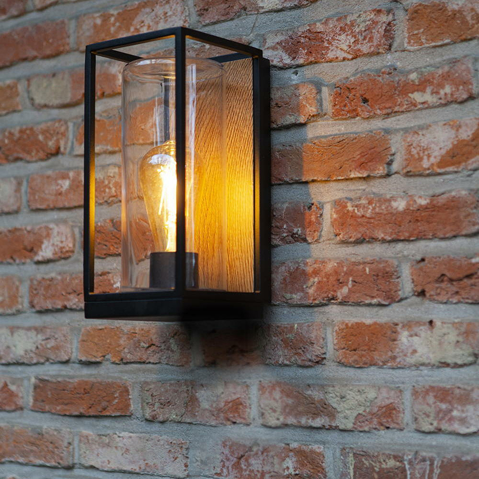 FLAIR OUTDOOR E27 HALF WALL LIGHT WOOD LOOK