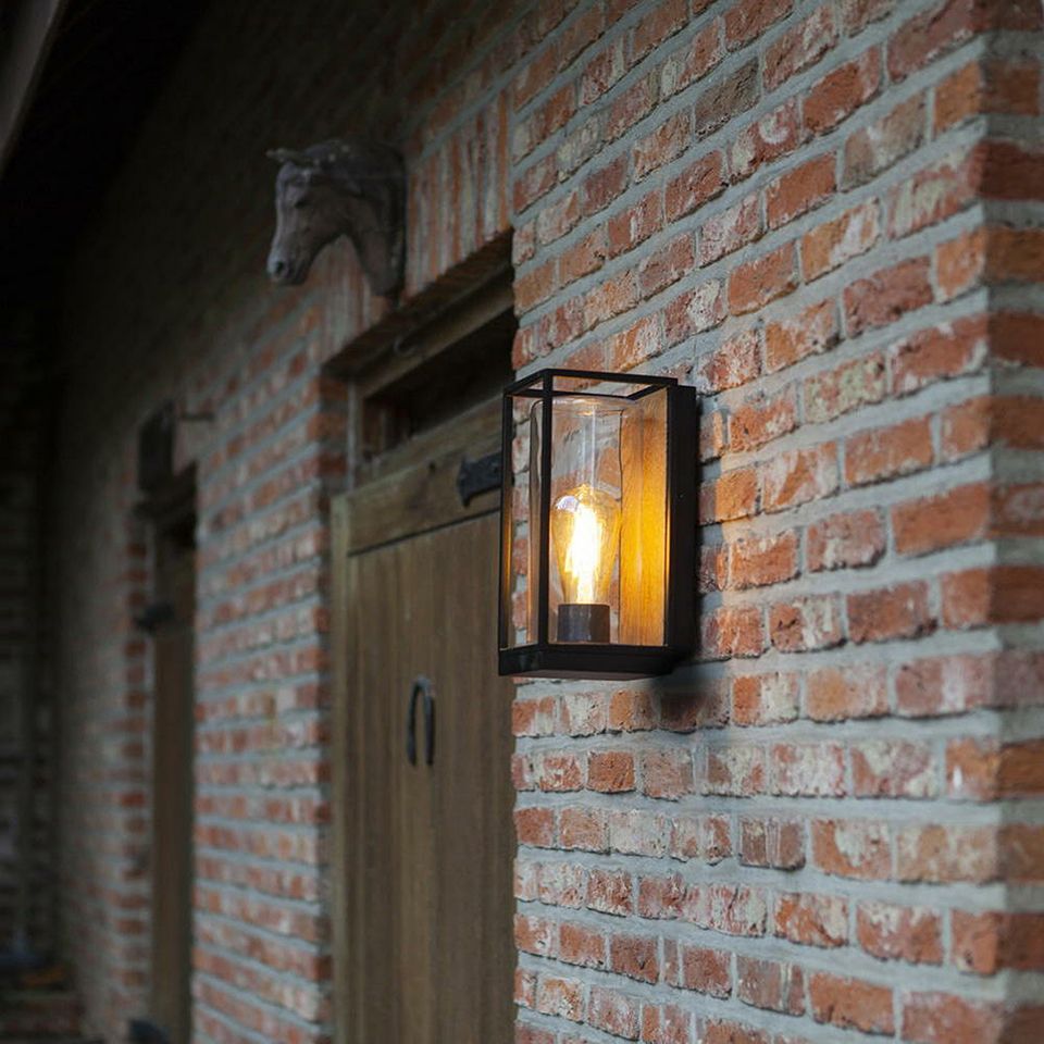 FLAIR OUTDOOR E27 HALF WALL LIGHT WOOD LOOK