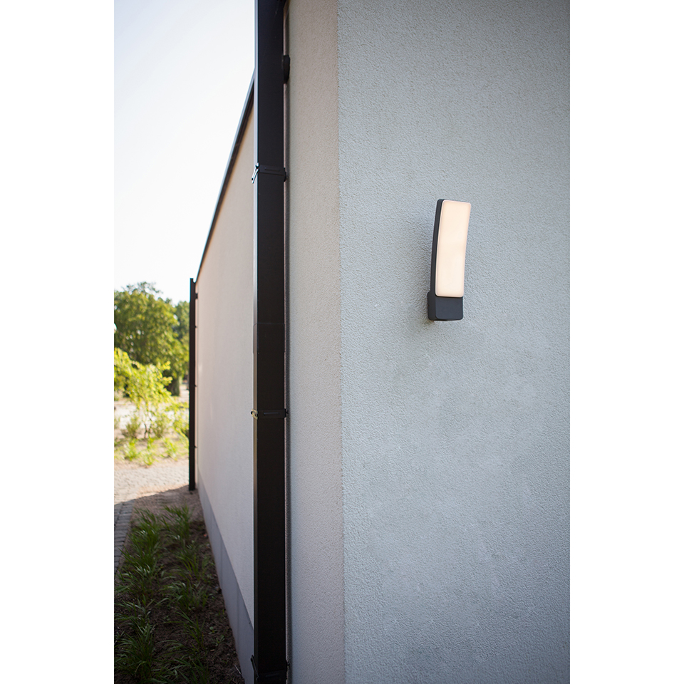 KIRA IP54 INTEGRATED LED WALL LIGHT IN DARK GREY 1200 LUMEN 4000K