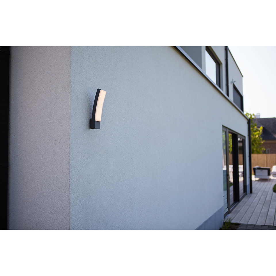 KIRA IP54 INTEGRATED LED WALL LIGHT IN DARK GREY 1200 LUMEN 4000K