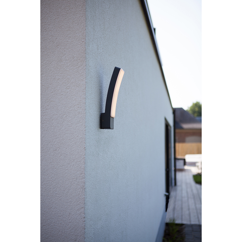 KIRA IP54 INTEGRATED LED WALL LIGHT IN DARK GREY 1200 LUMEN 4000K