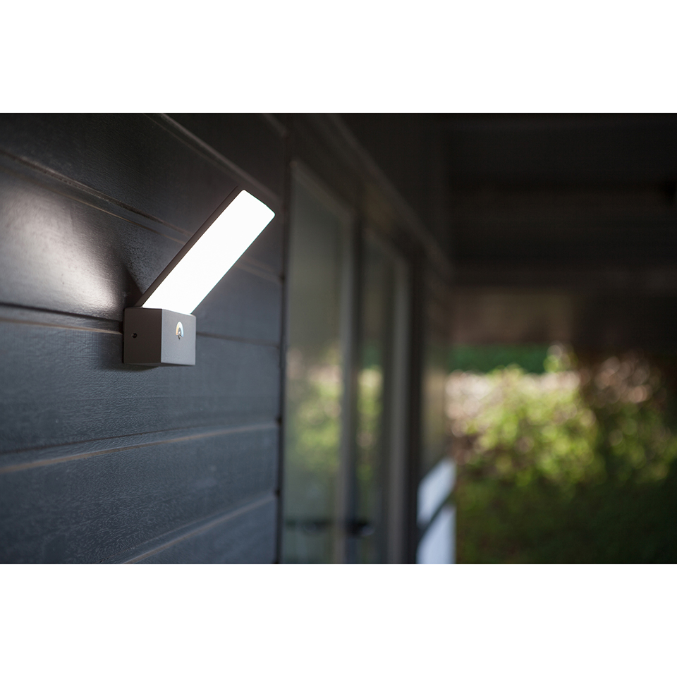 KIRA IP54 INTEGRATED LED WALL LIGHT IN DARK GREY 1200 LUMEN 4000K