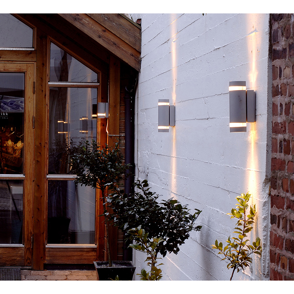 FOCUS IP44 2x GU10 WALL LIGHT IN DARK GREY