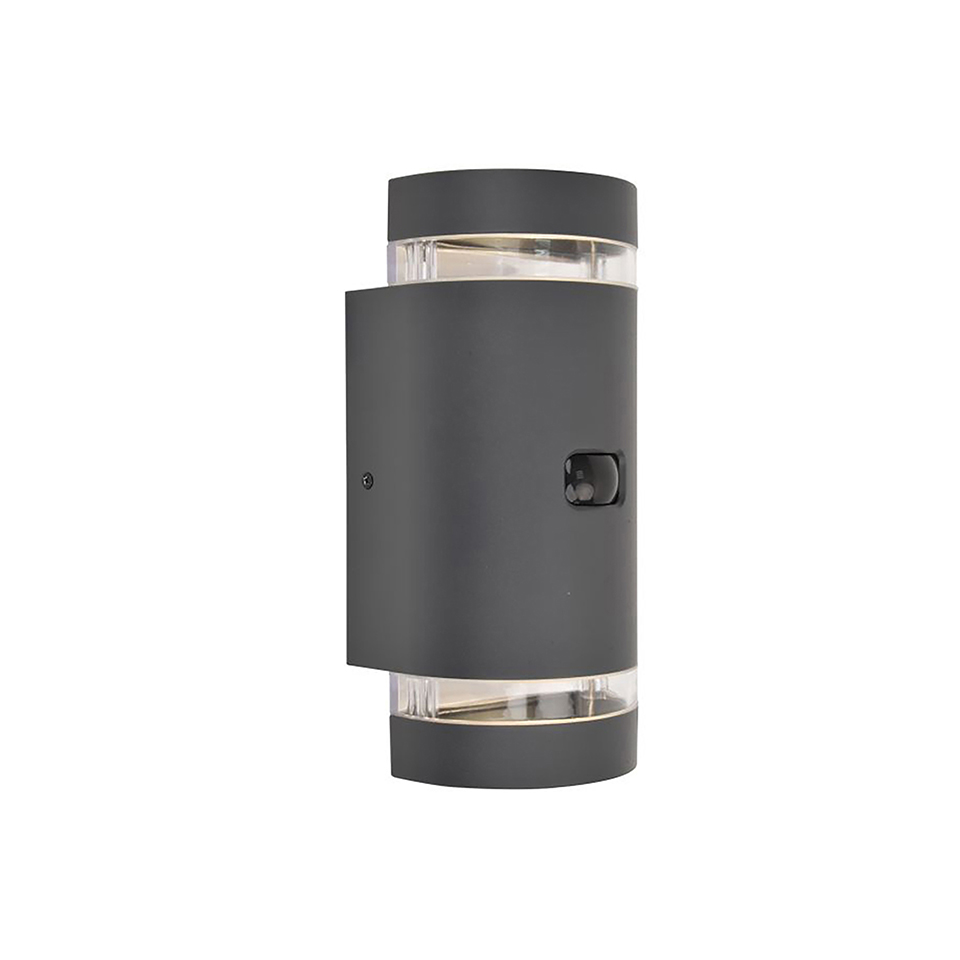 FOCUS PIR IP44 2x GU10 UP & DOWN WALL LIGHT IN DARK GREY