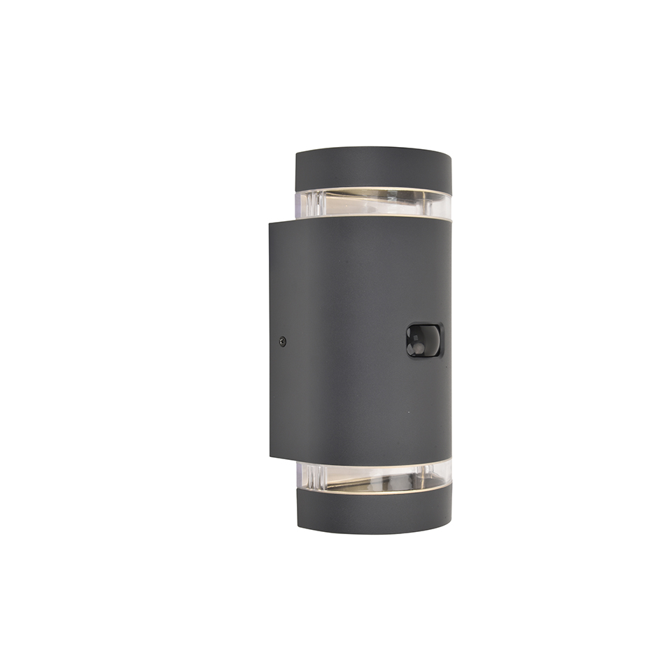 FOCUS PIR IP44 2x GU10 UP & DOWN WALL LIGHT IN DARK GREY