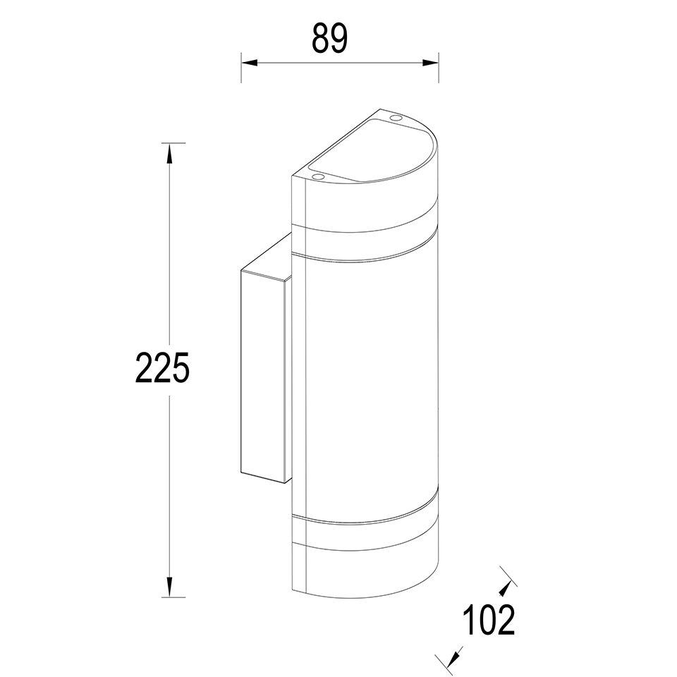 FOCUS IP44 2x GU10 WALL LIGHT IN STAINLESS STEEL