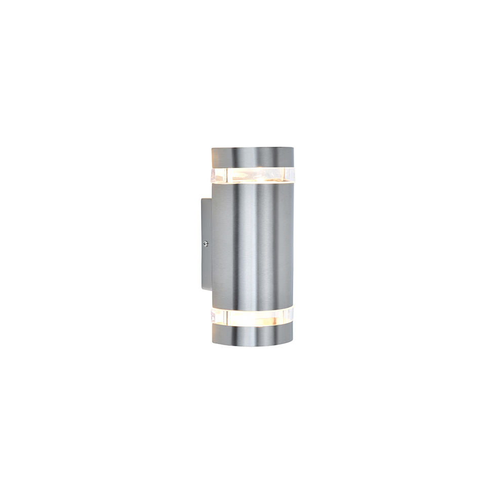 FOCUS IP44 2x GU10 WALL LIGHT IN STAINLESS STEEL