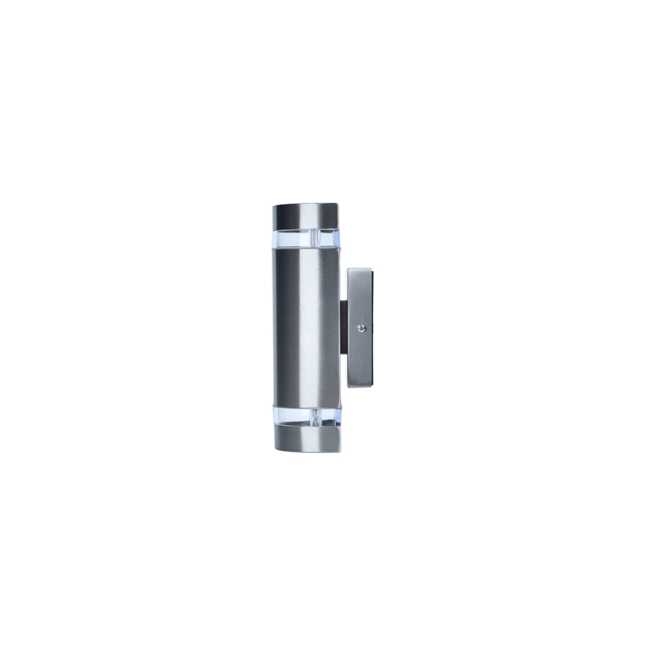 FOCUS IP44 2x GU10 WALL LIGHT IN STAINLESS STEEL