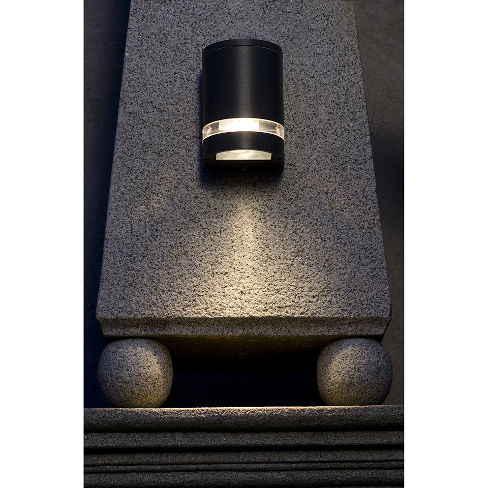 FOCUS IP44 GU10 WALL LIGHT IN DARK GREY