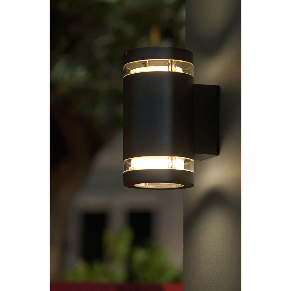 LINS IP44 2x GX53 UP & DOWN WALL LIGHT IN DARK GREY