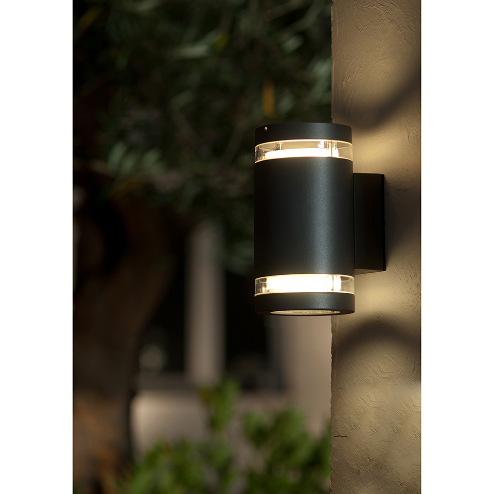 LINS IP44 2x GX53 UP & DOWN WALL LIGHT IN DARK GREY