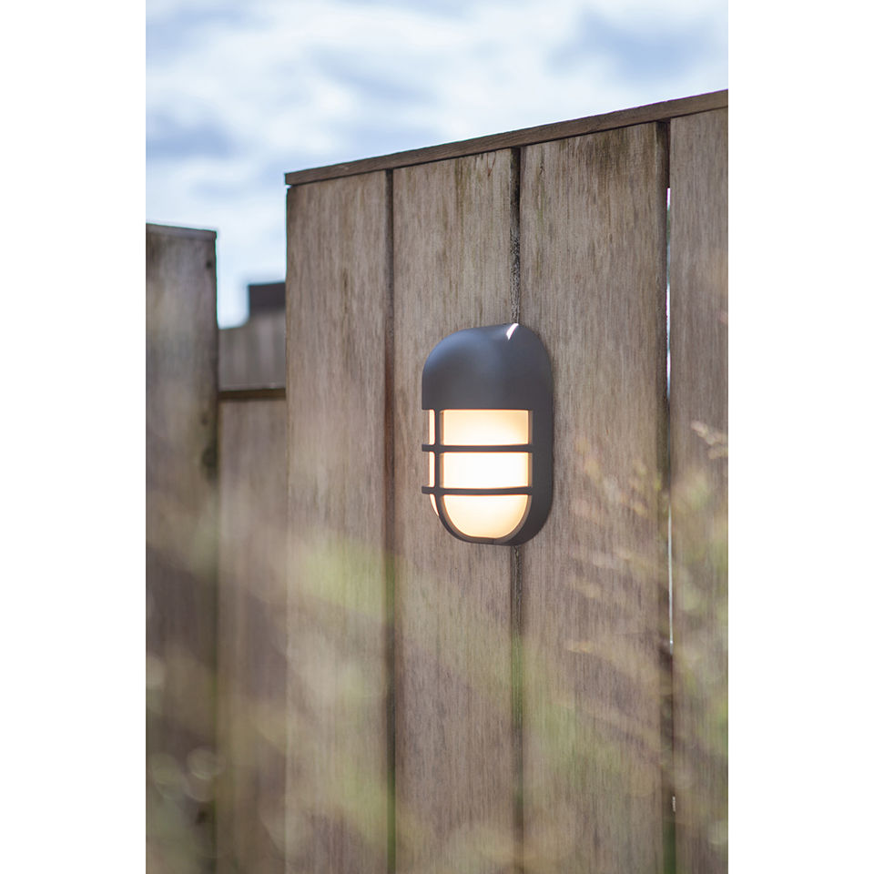 BULLO IP54 INTEGRATED LED WALL & CEILING LIGHT IN DARK GREY 700 LUMEN 3000K