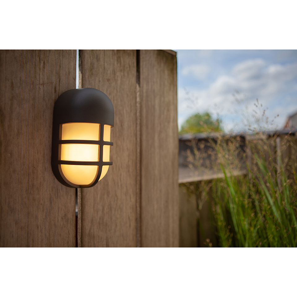 BULLO IP54 INTEGRATED LED WALL & CEILING LIGHT IN DARK GREY 700 LUMEN 3000K