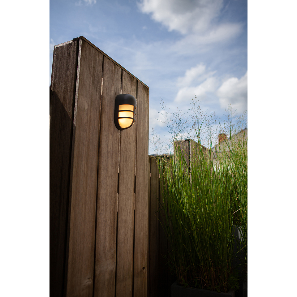 BULLO IP54 INTEGRATED LED WALL & CEILING LIGHT IN DARK GREY 700 LUMEN 3000K