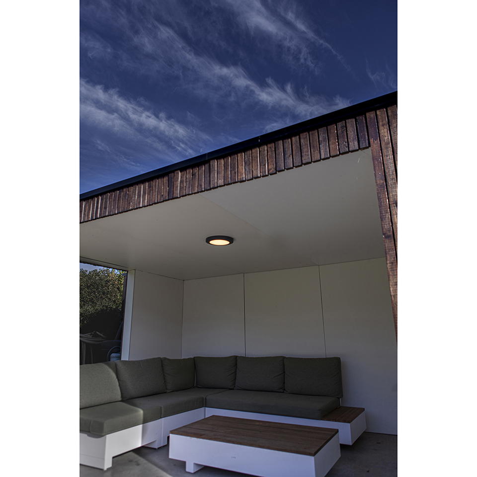 KAYAH IP54 INTEGRATED LED WALL & CEILING LIGHT IN MATT BLACK 1250 LUMEN
