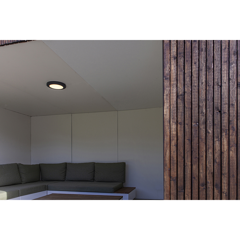 KAYAH IP54 INTEGRATED LED WALL & CEILING LIGHT IN MATT BLACK 1250 LUMEN